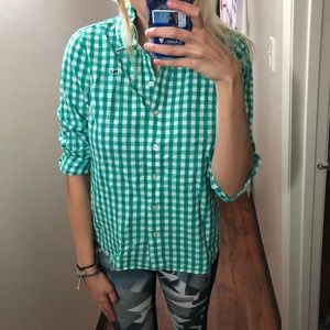 VINEYARD VINES Green Gingham Button Down Sz 10